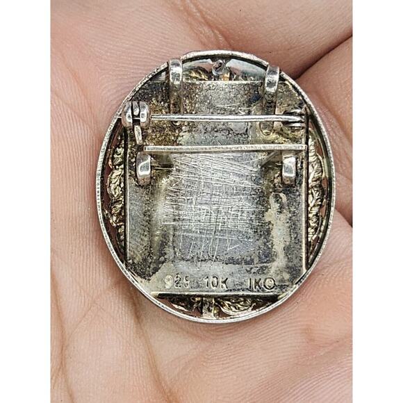 10K - Diamond - 925 Sterling Silver Brooch Pendant-Stand-Locket Love Photo Frame - Picture 5 of 10